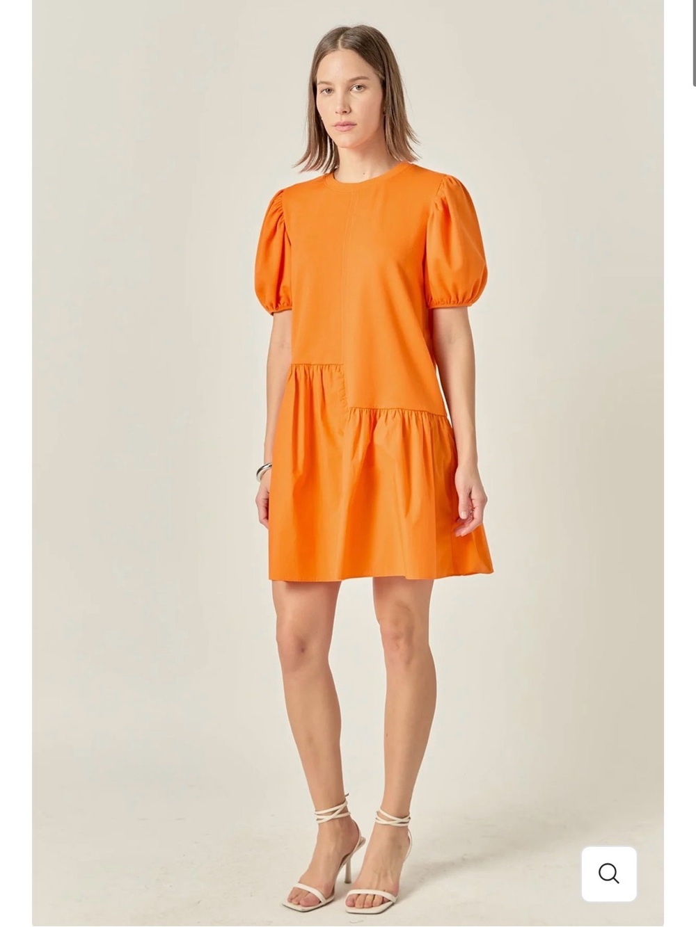 NWT English Factory Orange puff sleeve mini dress - L